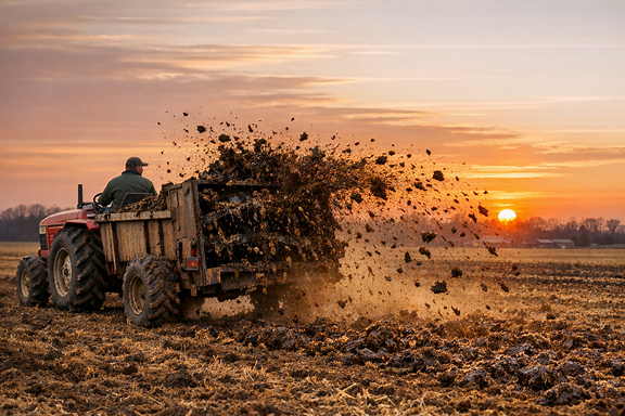 Muck spreading. The price of fertiliser could create a global food crisis. Price pressures for fertiliser could create a global food crisis.